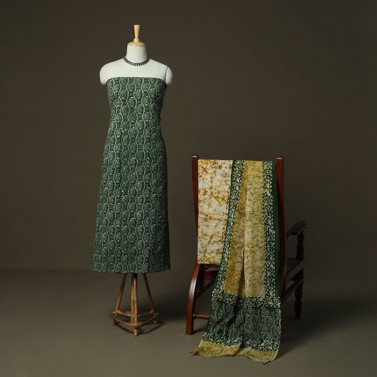Hand batik cotton 3pc unstitched dress material 23