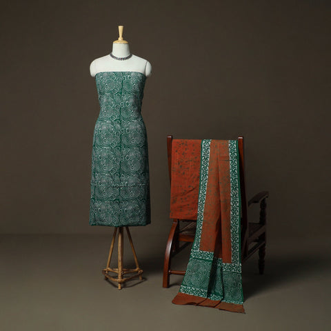 Hand batik cotton 3pc unstitched dress material 24