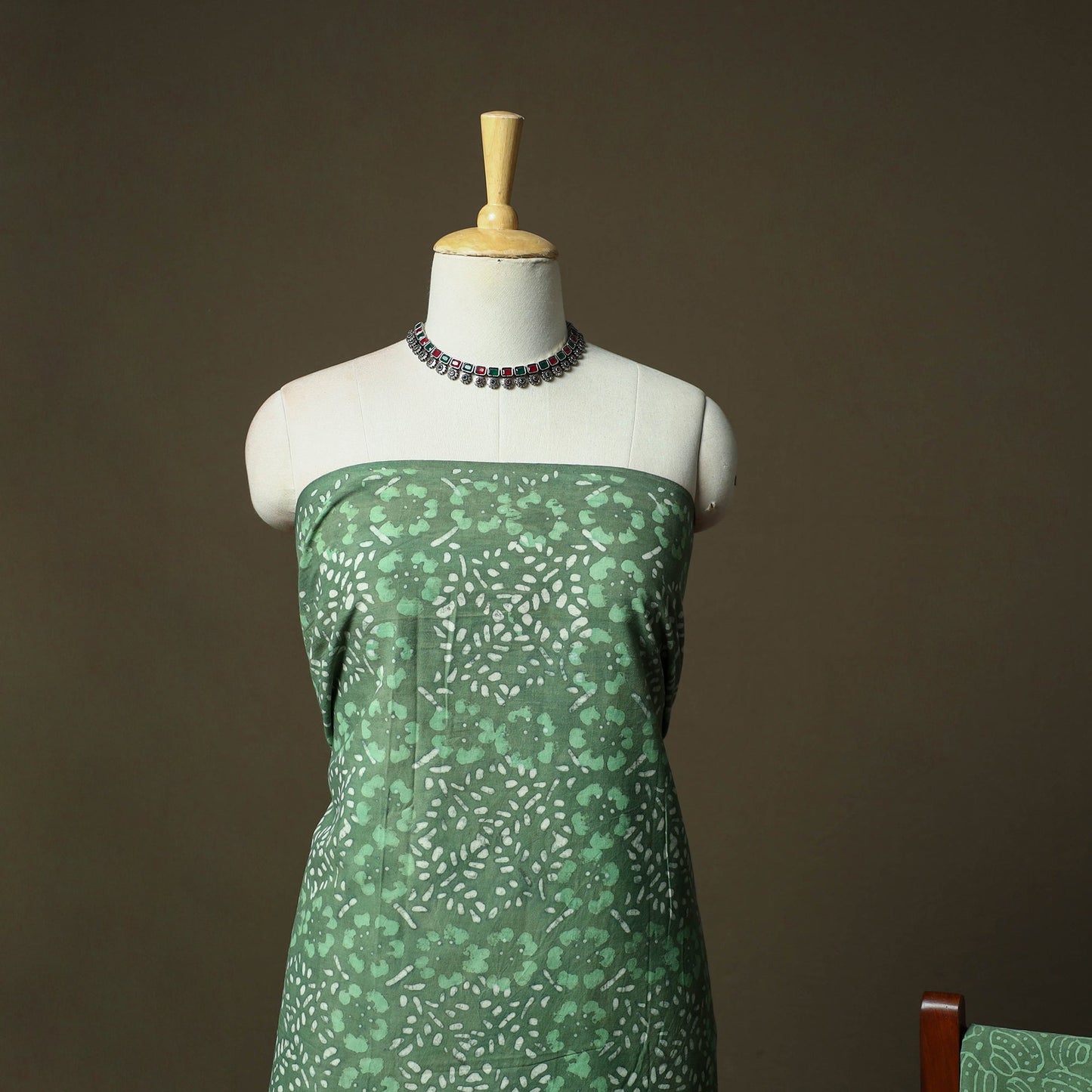 Hand block batik print cotton 3pc unstitched dress material
