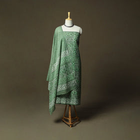 Hand block batik print cotton 3pc unstitched dress material