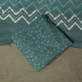 Hand block batik print cotton 3pc unstitched dress material