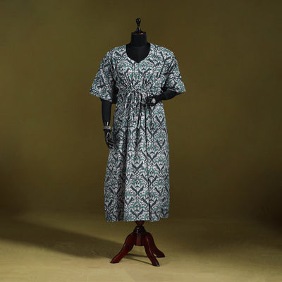 Hand batik cotton long kaftan 11 - handcrafted