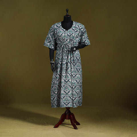 Hand batik cotton long kaftan 11 - handcrafted