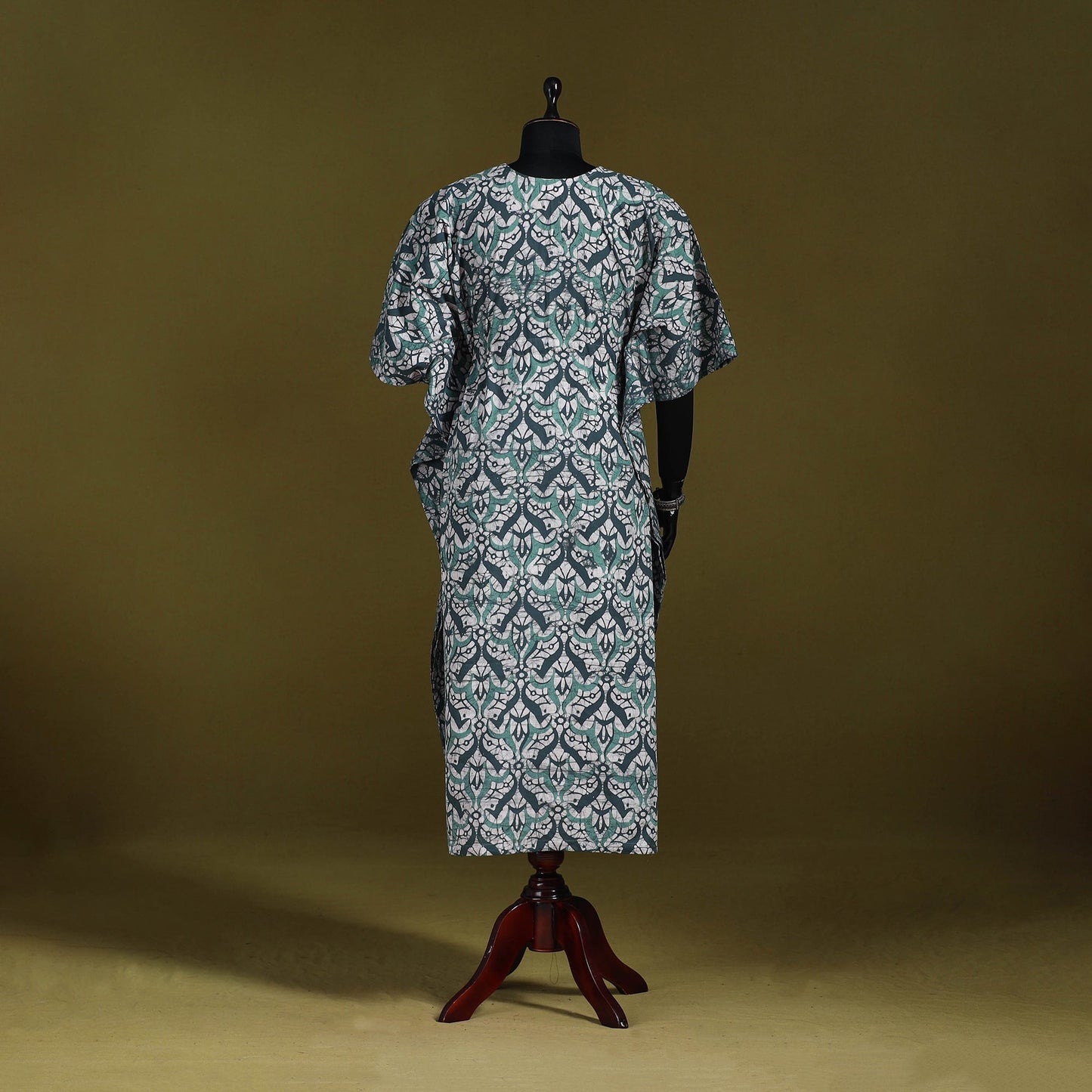 Hand batik cotton long kaftan 11 - handcrafted