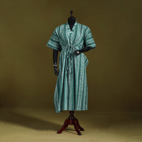 Hand batik cotton long kaftan 14 - handcrafted