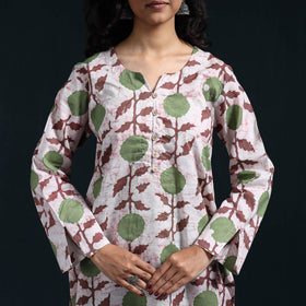 Hand batik cotton suit set with dupatta for women 06