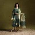 Hand block batik print cotton suit set with dupatta