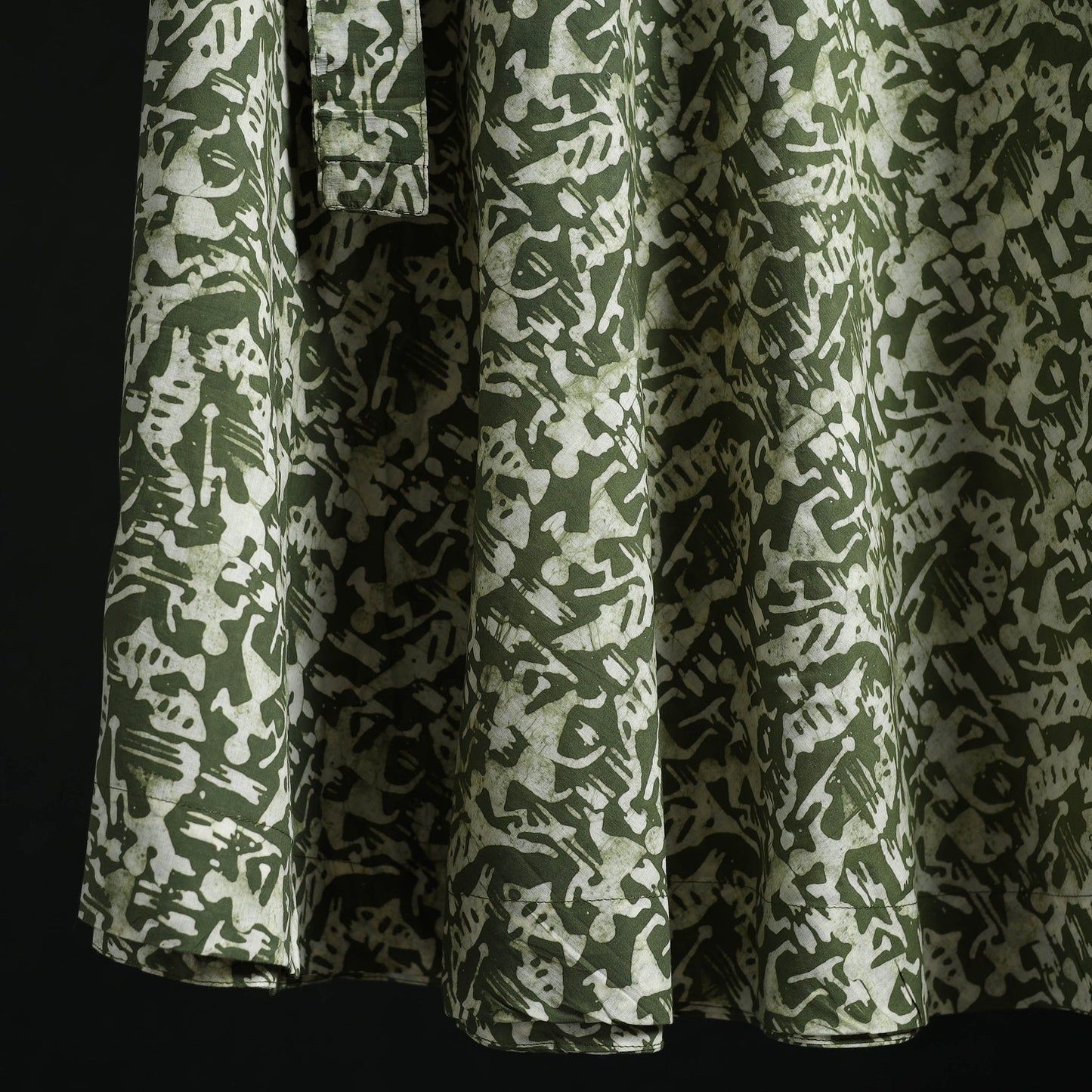 Hand block batik print cotton wrap around skirt 08
