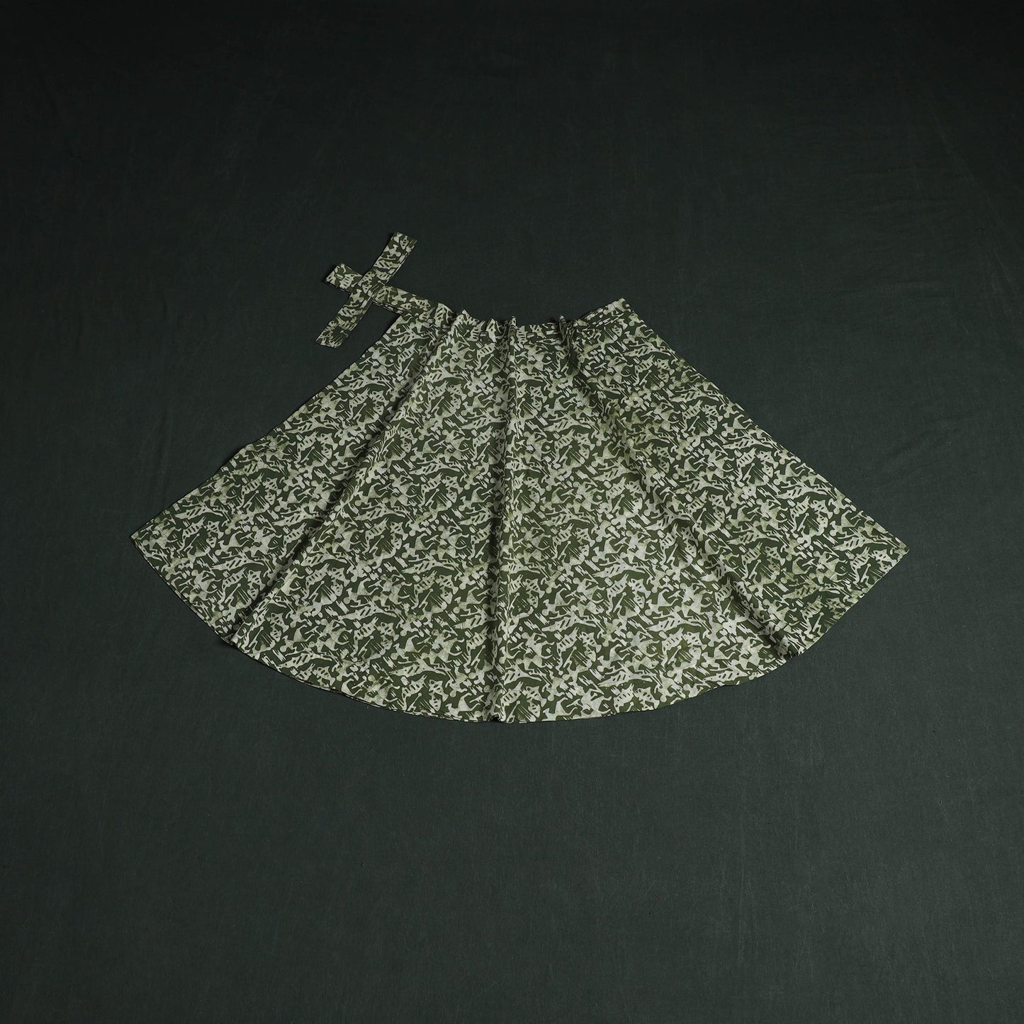 Hand block batik print cotton wrap around skirt 08