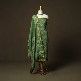 Hand block batik print maheshwari silk 3pc unstitched dress