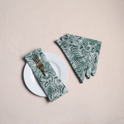 Hand block batik print table napkins (set of 4) 09