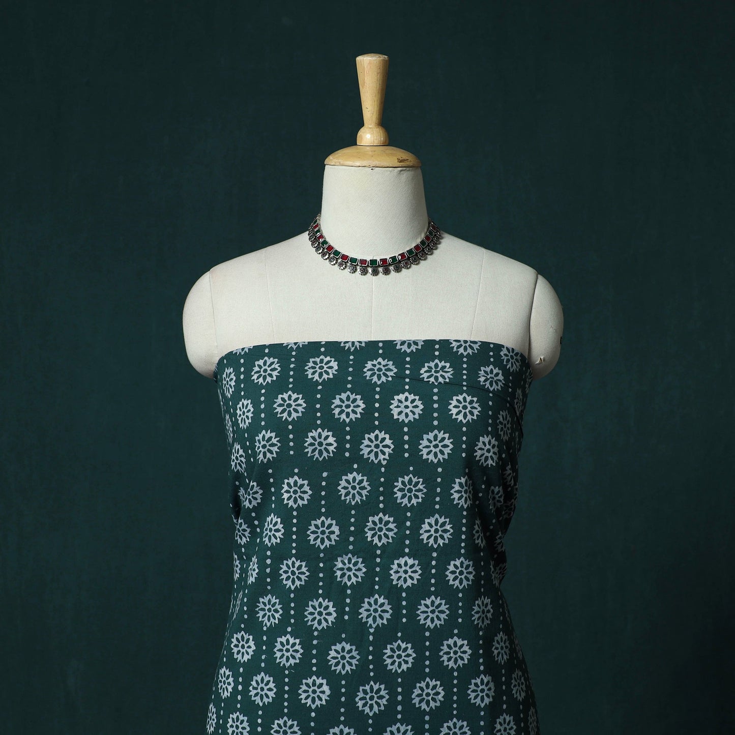 Hand block jaipur print cotton 3pc unstitched dress