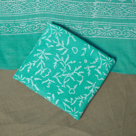 Hand block jaipur print cotton 3pc unstitched dress