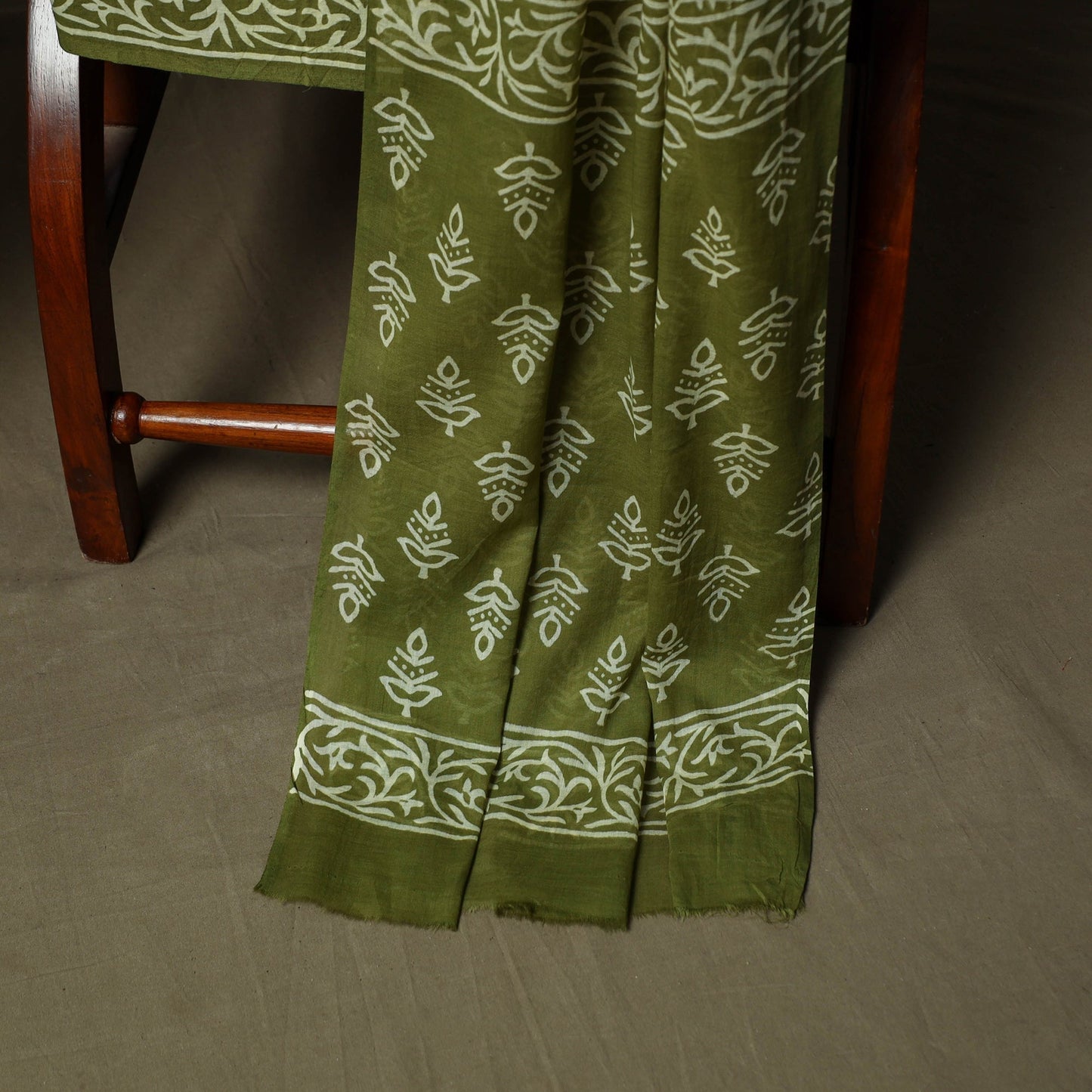 Hand block jaipur print cotton 3pc unstitched dress