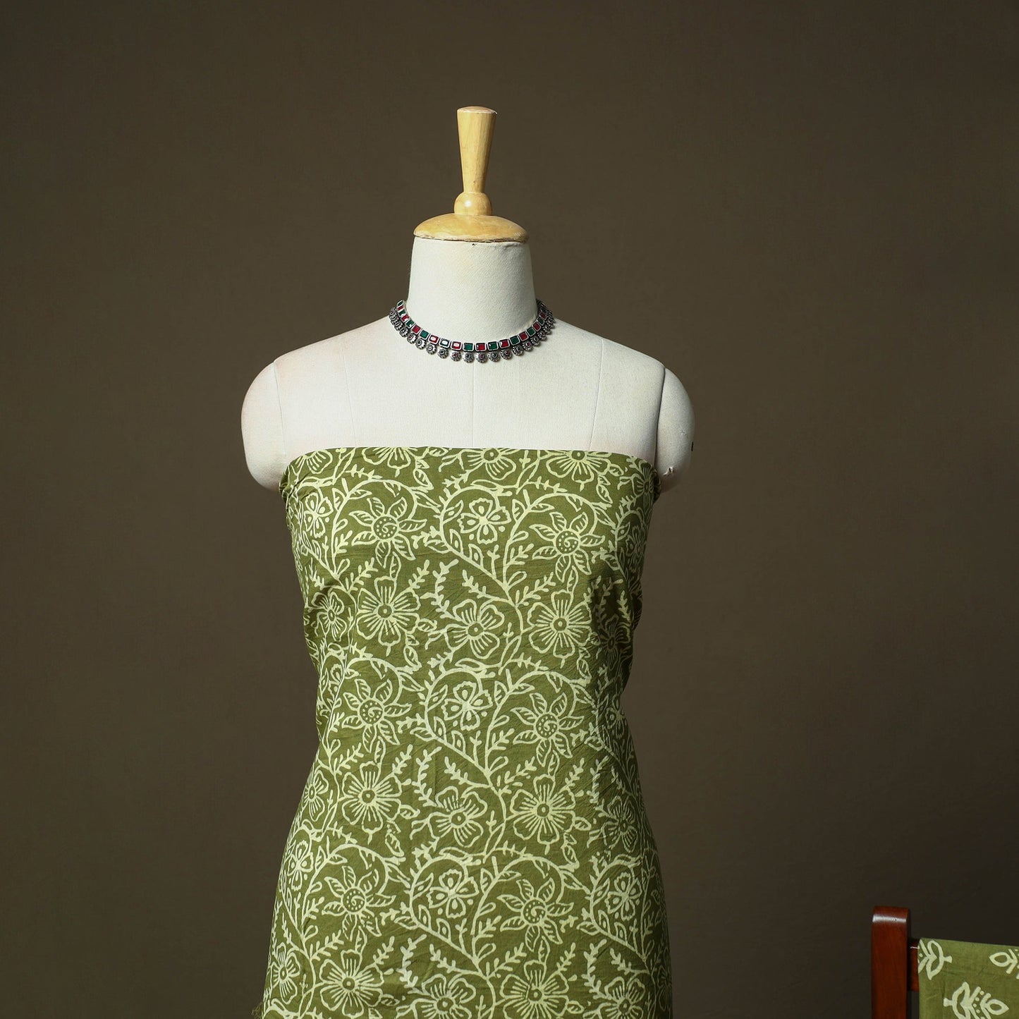 Hand block jaipur print cotton 3pc unstitched dress