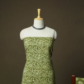 Hand block jaipur print cotton 3pc unstitched dress
