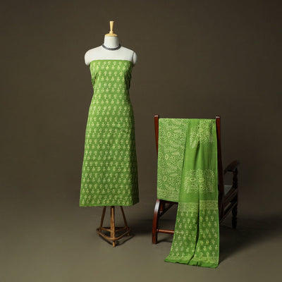 Hand block jaipur print cotton 3pc unstitched dress