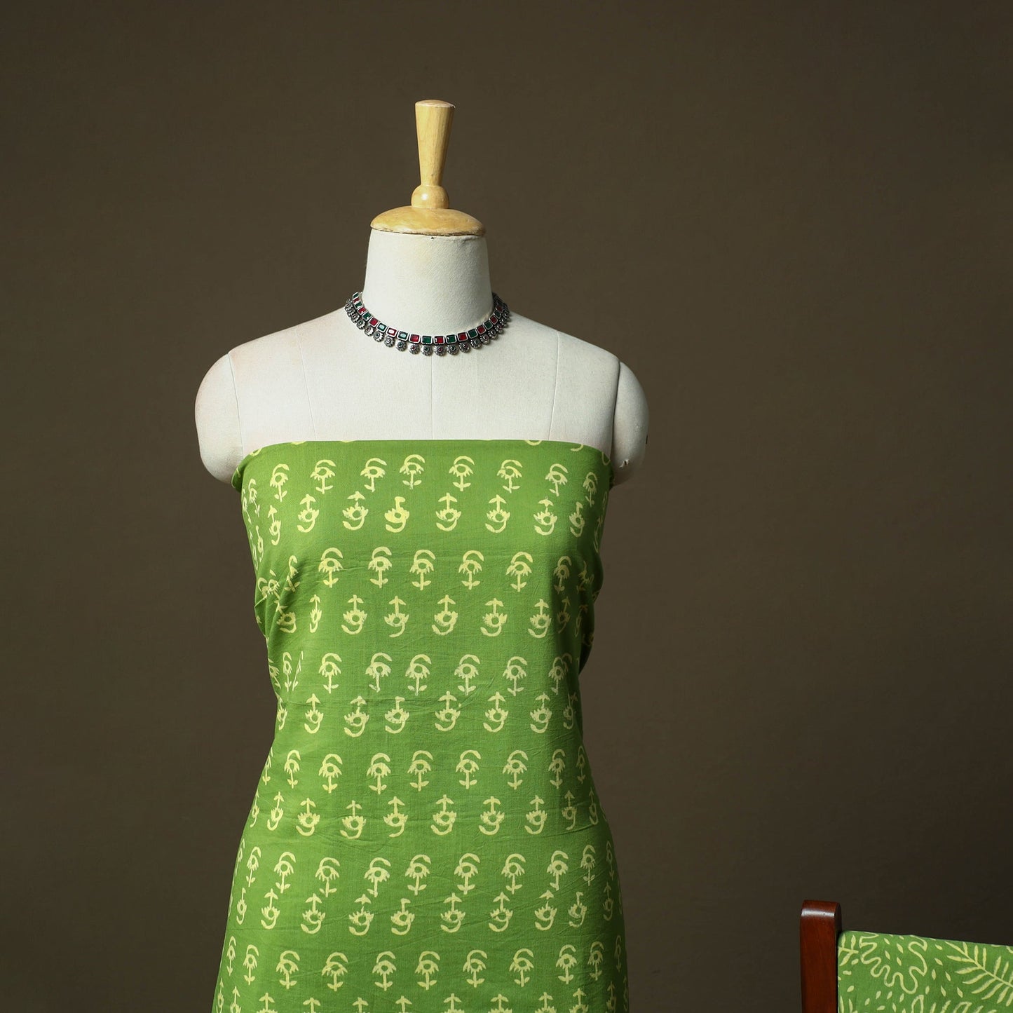 Hand block jaipur print cotton 3pc unstitched dress