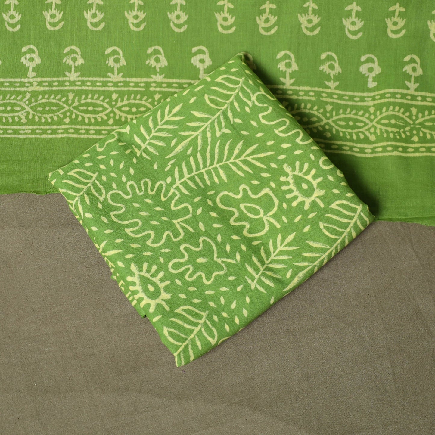 Hand block jaipur print cotton 3pc unstitched dress