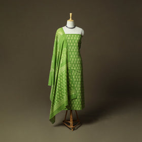 Hand block jaipur print cotton 3pc unstitched dress