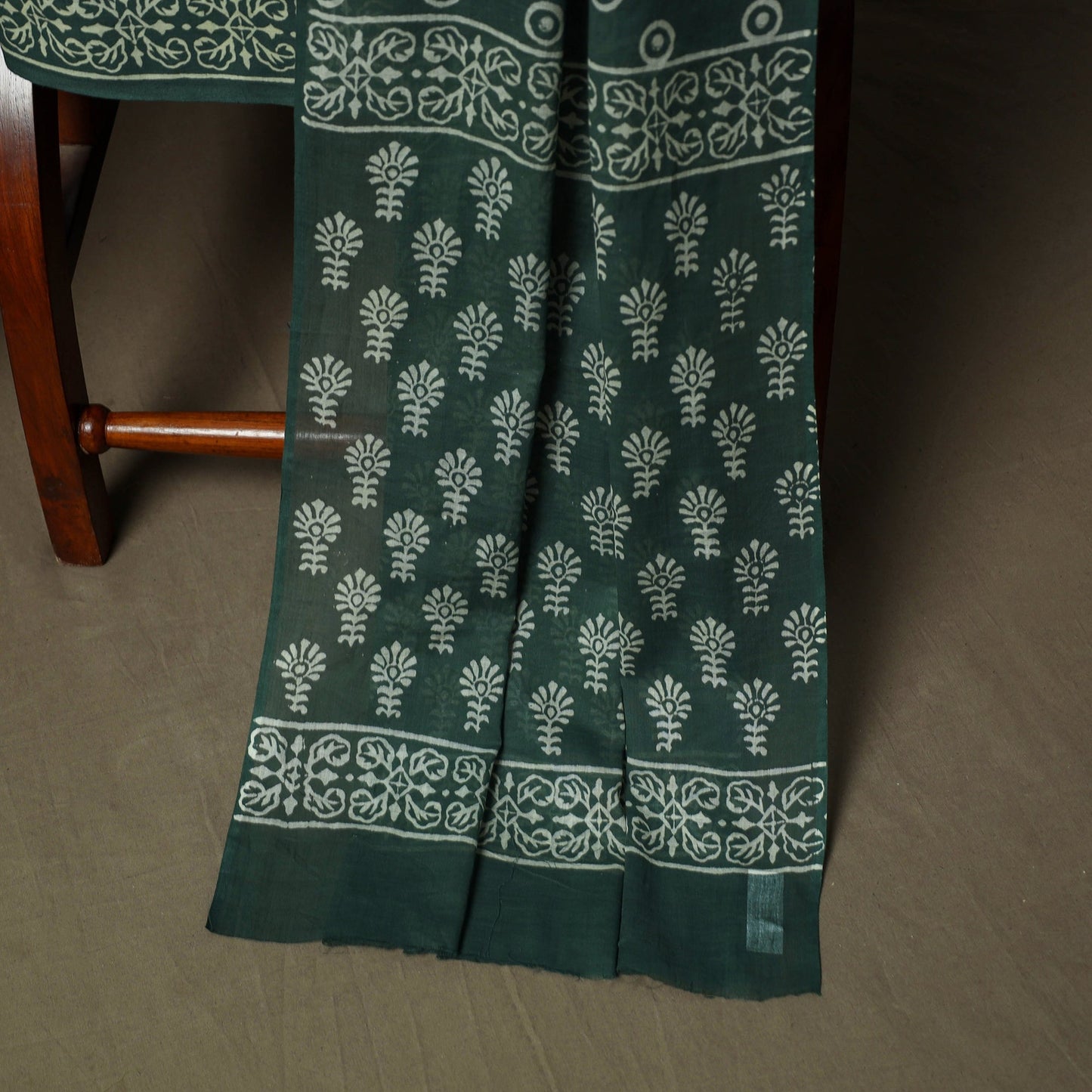 Hand block jaipur print cotton 3pc unstitched dress