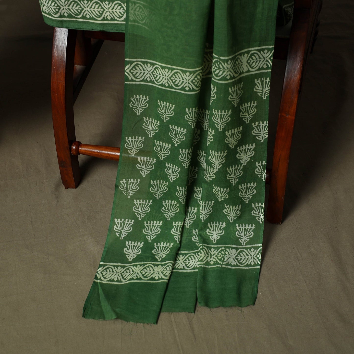 Hand block jaipur print cotton 3pc unstitched dress