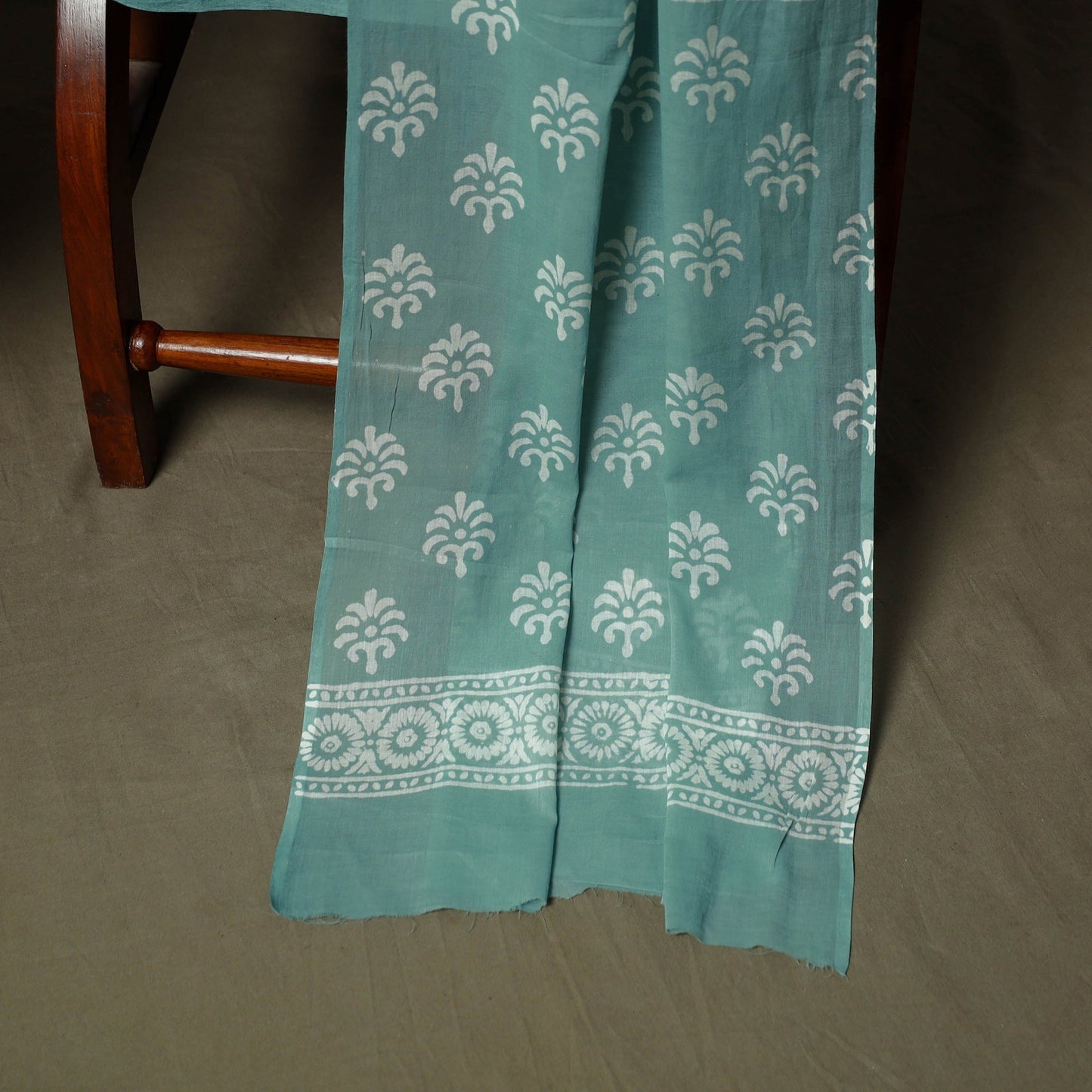 Hand block jaipur print cotton 3pc unstitched dress