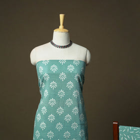 Hand block jaipur print cotton 3pc unstitched dress