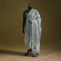 Hand chanderi silk sanganeri floral dupatta 59 - handcrafted