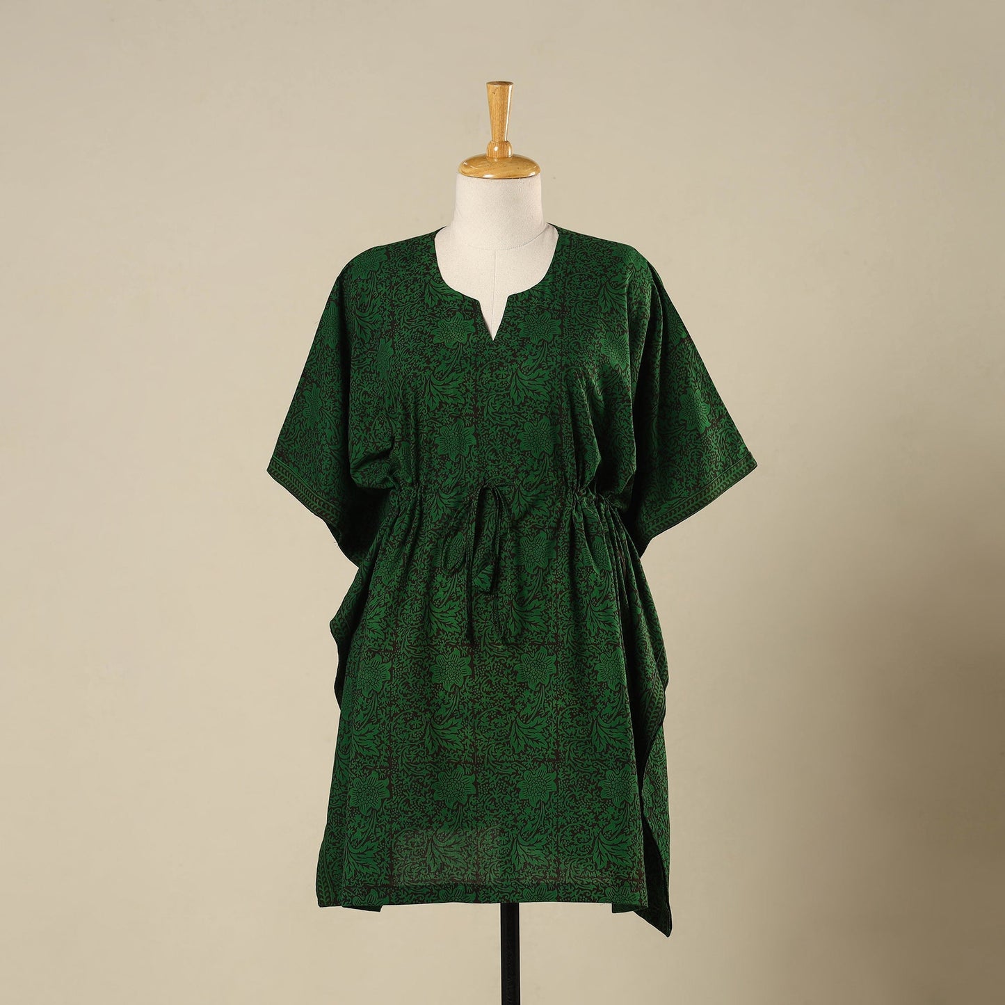Green - cotton bagh kaftan with tie-up waist (medium) 19