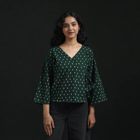 Hand block print cotton natural dyed angrakha ajrakh crop