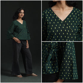 Hand block print cotton natural dyed angrakha ajrakh crop