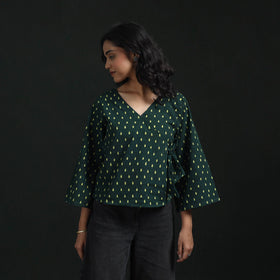 Hand block print cotton natural dyed angrakha ajrakh crop