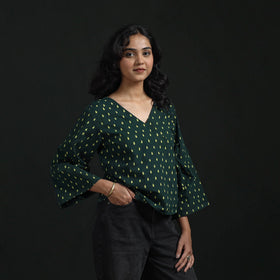 Hand block print cotton natural dyed angrakha ajrakh crop