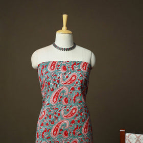 Hand block print cotton sanganeri 3pc unstitched dress
