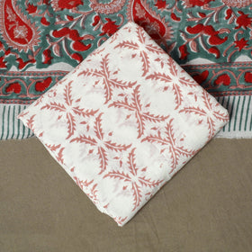 Hand block print cotton sanganeri 3pc unstitched dress