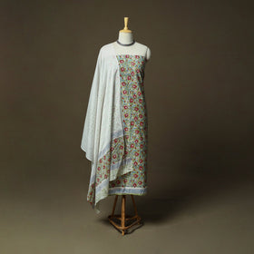 Hand block print cotton sanganeri 3pc unstitched dress