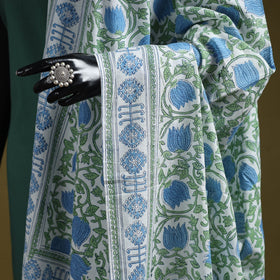 Hand cotton sanganeri floral dupatta 02 - handcrafted