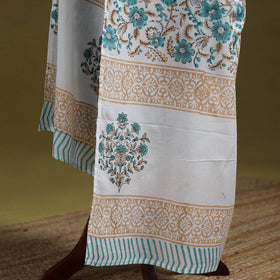 Hand cotton sanganeri floral dupatta 05 - handcrafted