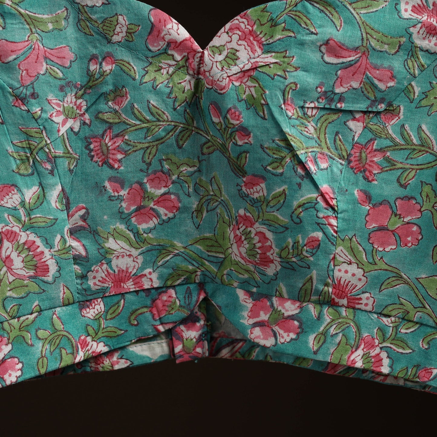 Green - hand cotton sanganeri readymade blouse 12