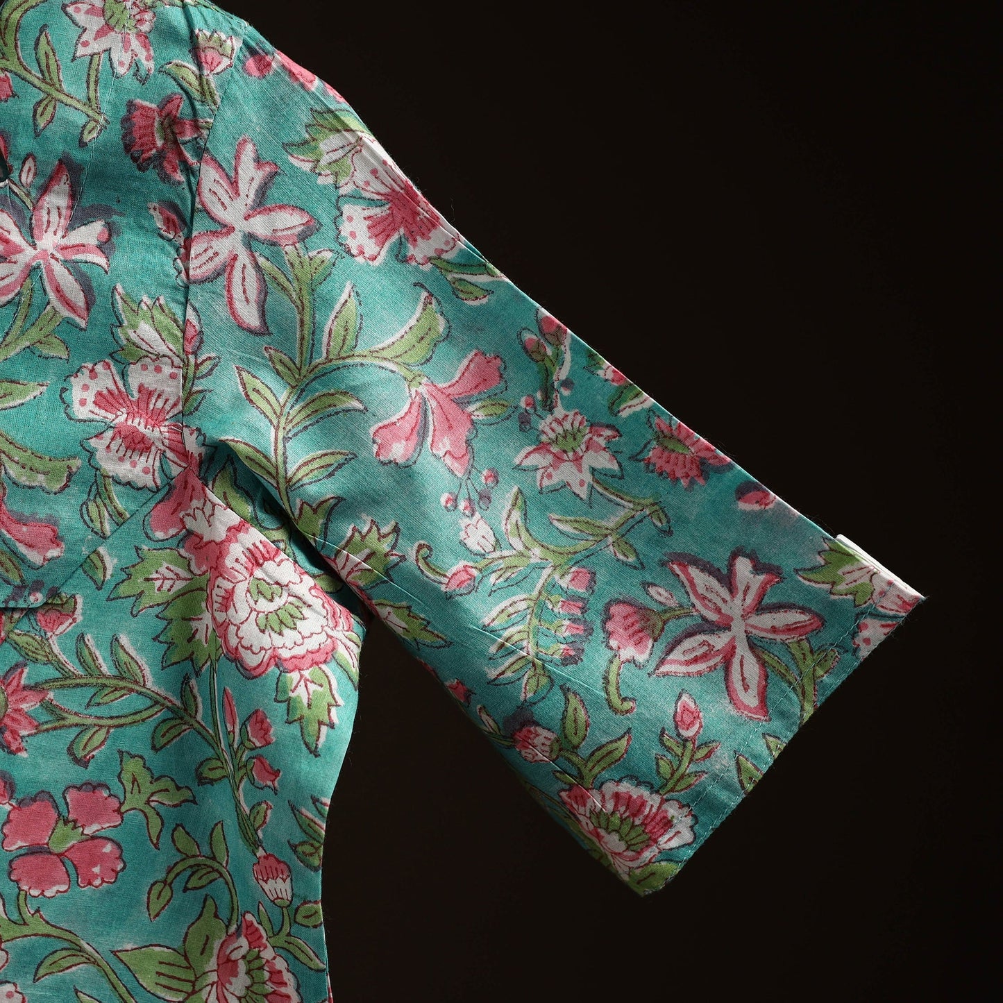 Green - hand cotton sanganeri readymade blouse 12