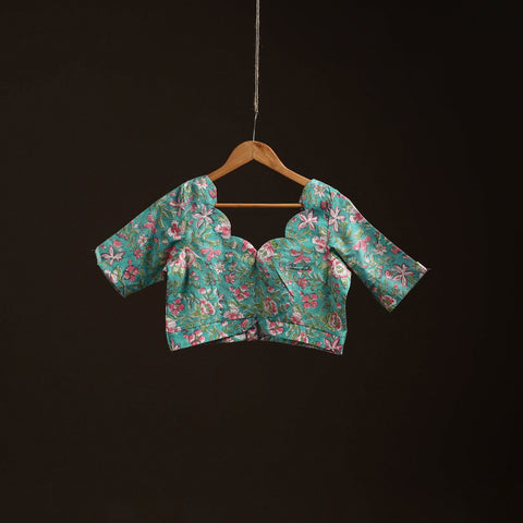 Green - hand cotton sanganeri readymade blouse 12