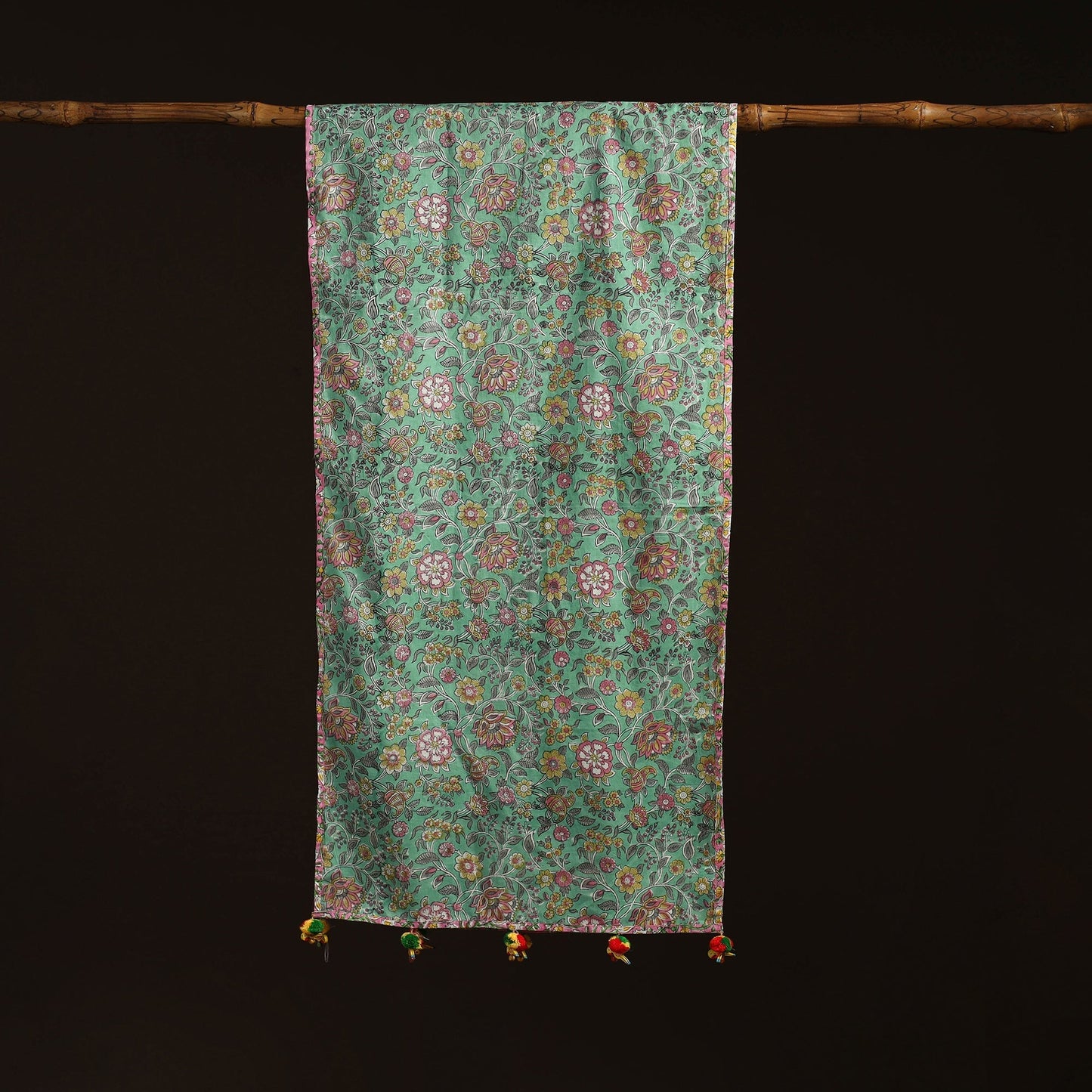 Hand cotton sanganeri stole 06 - handcrafted
