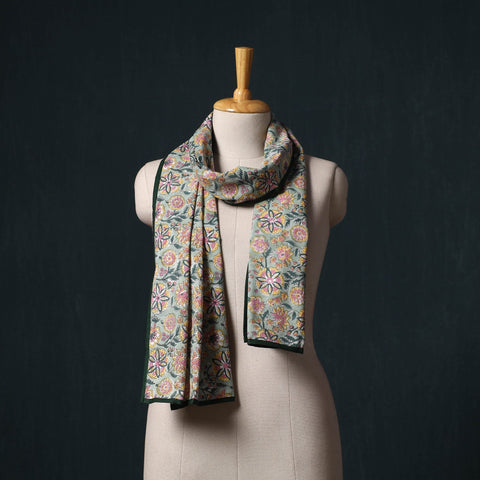 Hand block print cotton sanganeri stole 06 - handcrafted