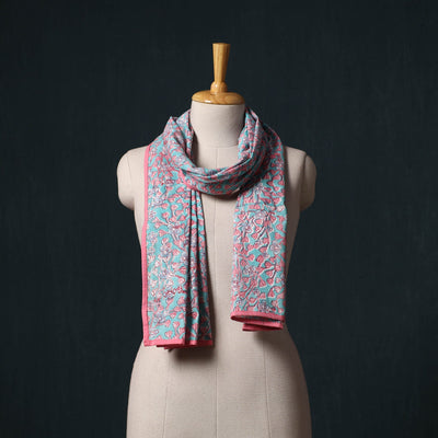 Hand block print cotton sanganeri stole 10 - handcrafted