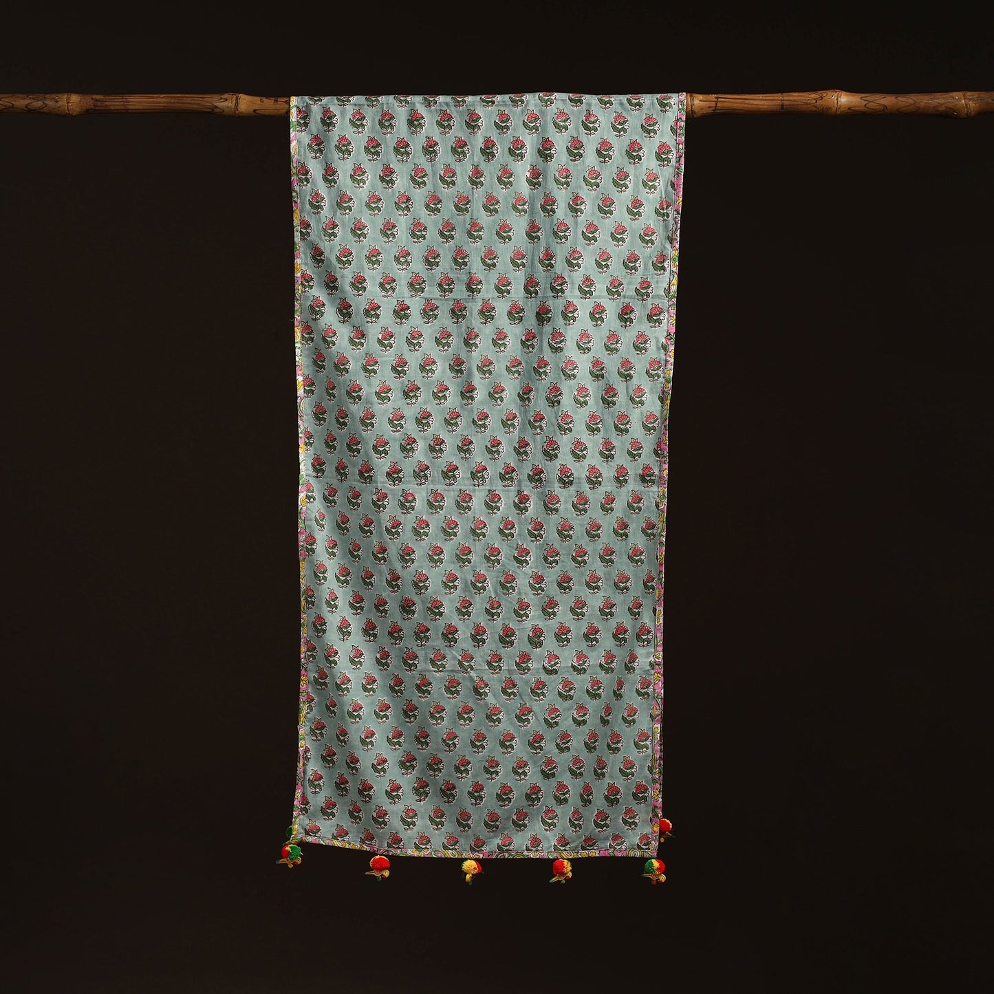 Hand cotton sanganeri stole 12 - handcrafted