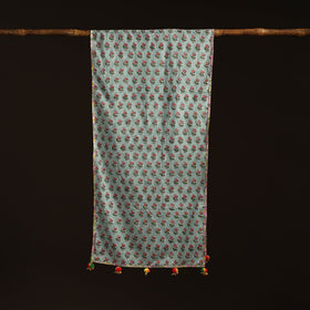 Hand cotton sanganeri stole 12 - handcrafted