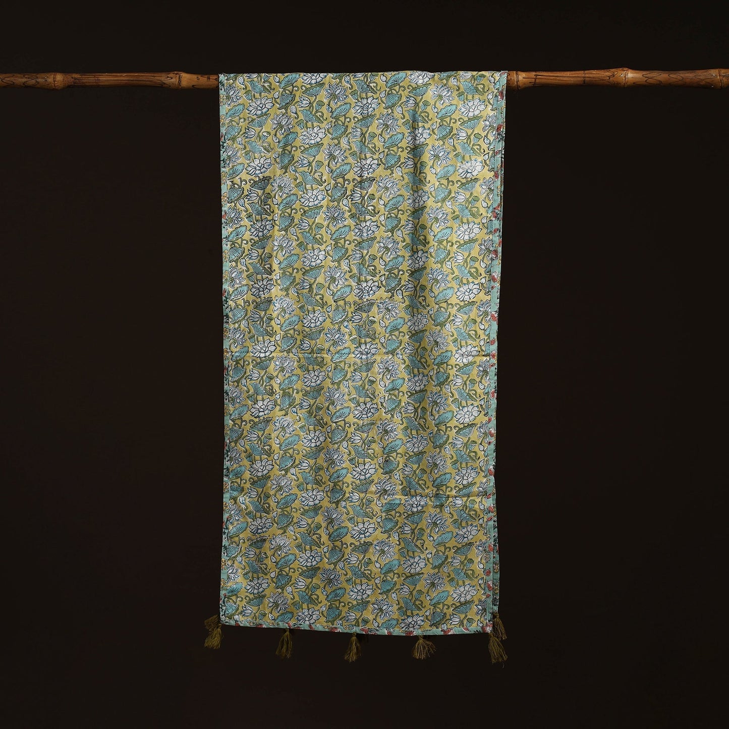 Hand cotton sanganeri stole 20 - handcrafted