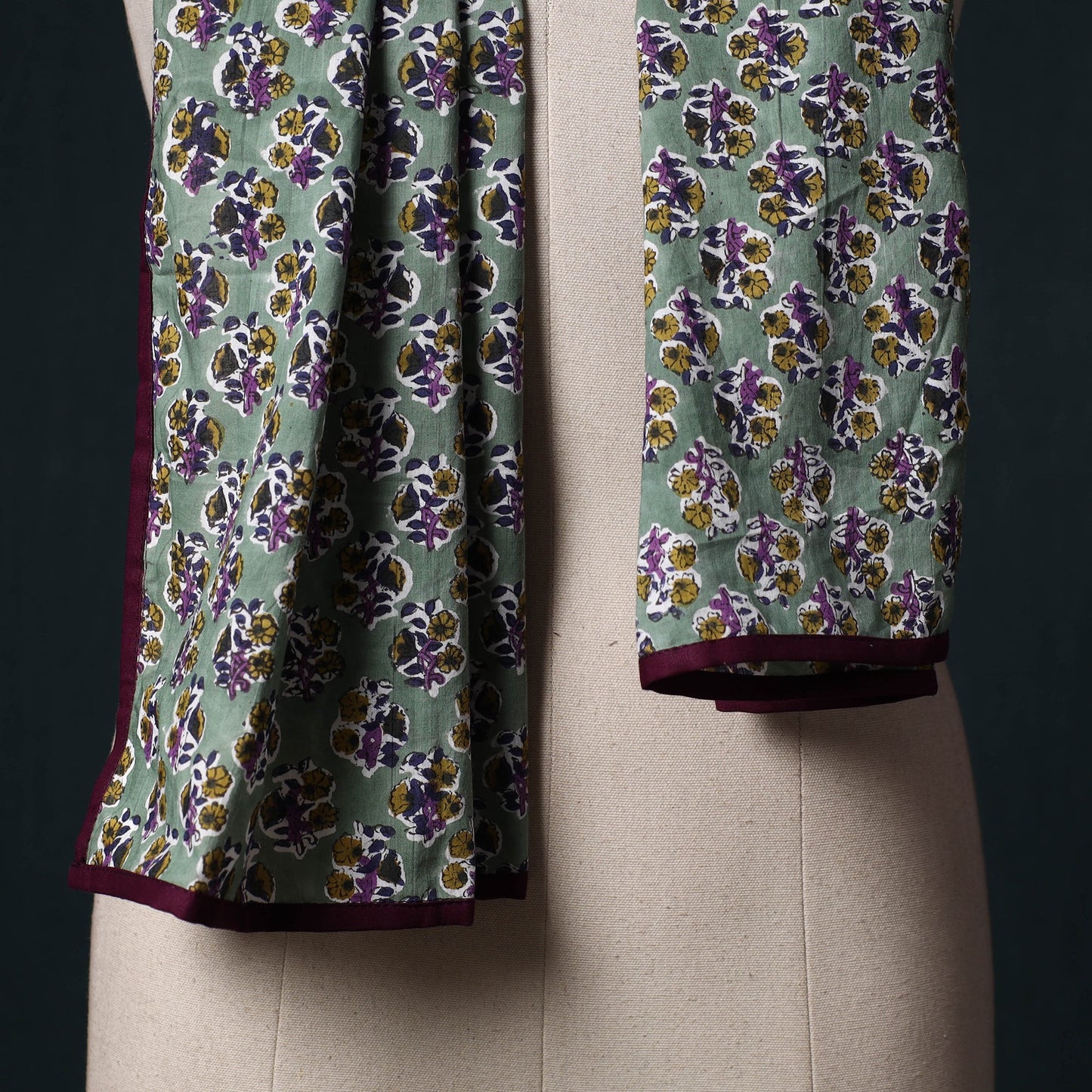 Hand block print cotton sanganeri stole 20 - handcrafted