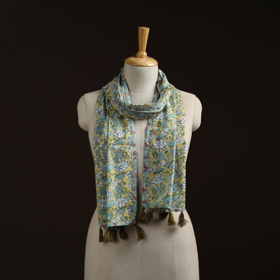 Hand cotton sanganeri stole 20 - handcrafted